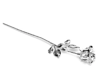 BRILLIBRUM Rosa in metallo scatola decorativa argentata con cristalli decorazione rosa regalo d'amore