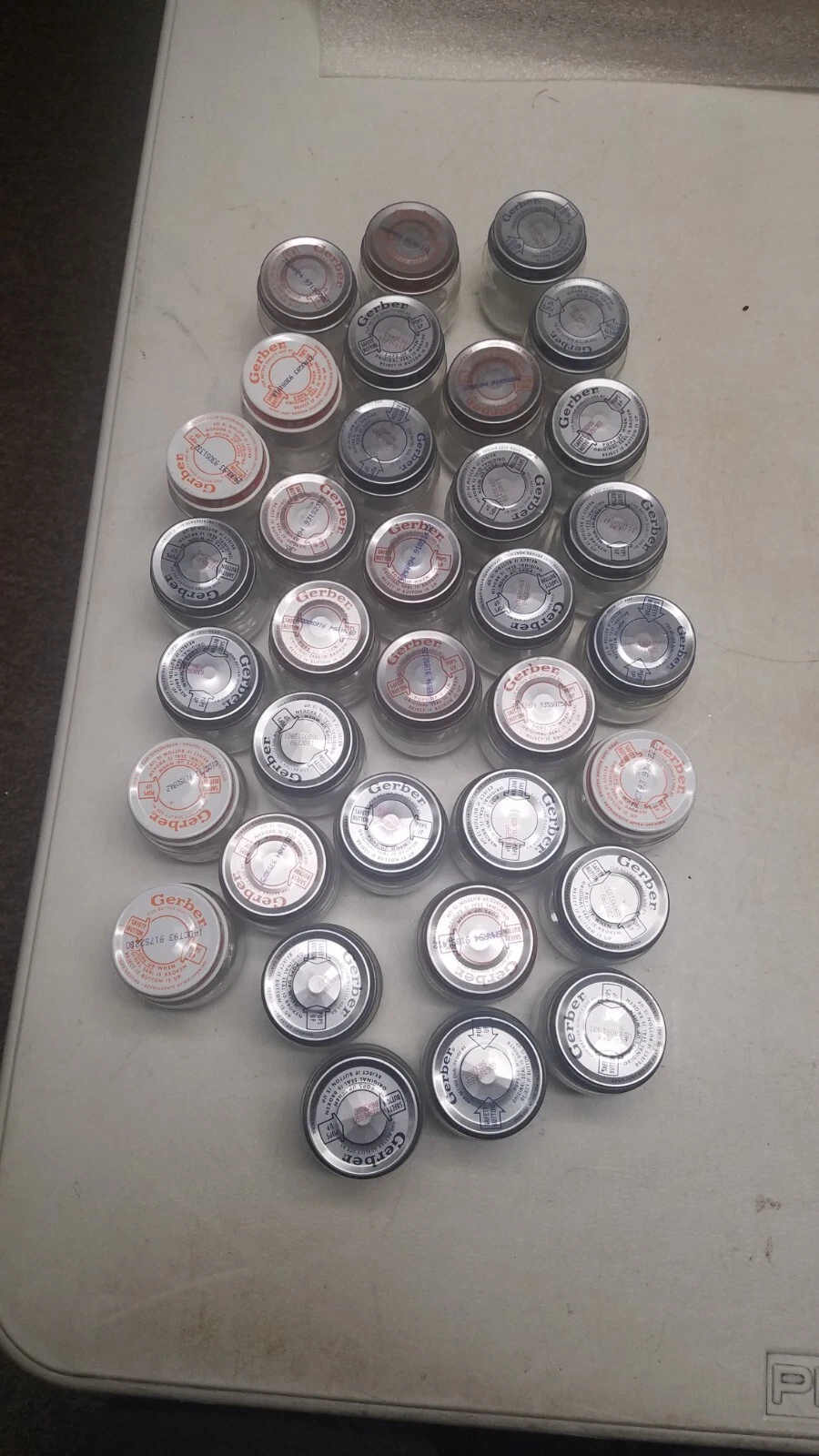 Lot of 34 2" x 2" Gerber Baby Food Jars (C)