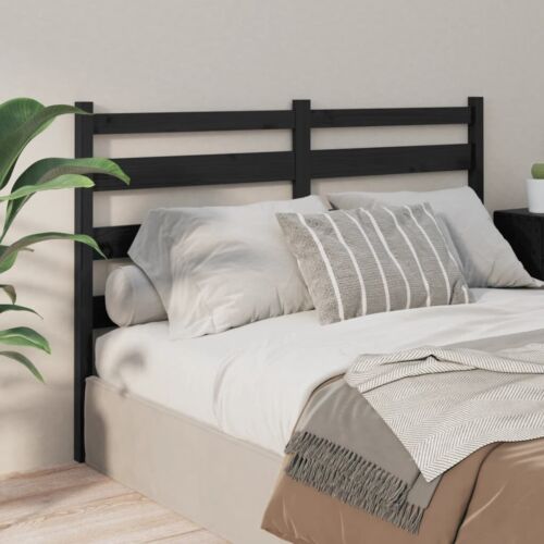 141x4x100 cm Solid Pine Wood Black Bed Head-