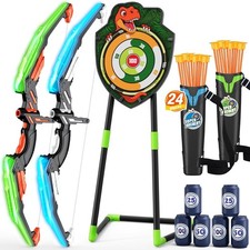 2 Pack Bow and Arrow for Kids, LED Light up Archery Set with 24 Suction Cup Arro