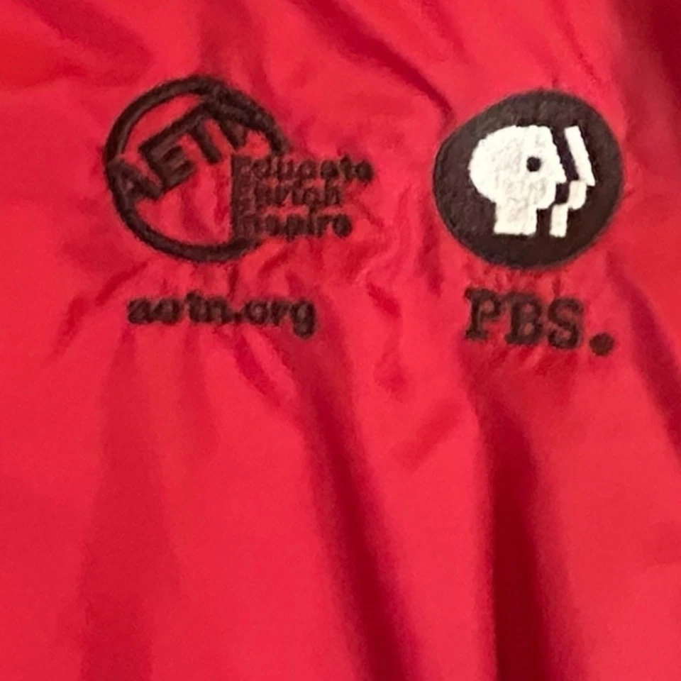 Vintage 90s Sport-Tek AETN PBS Promo Maroon Windbreaker Jacket Pullover Size 2XL - Image 2 of 4