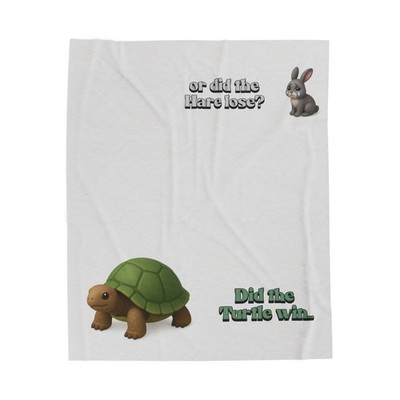 Tortoise and Hare Illustration Velveteen Plush Blanket | Cute Animal Throw