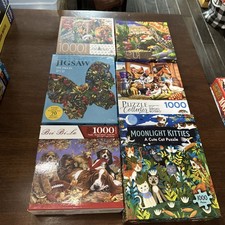 Lot Of 6 1000pc Jigsaw Puzzles Animal Themed Lot PLEASE READ