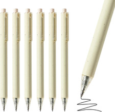 Gel Pens, 6 Pcs 0.5Mm Black Ink Pens Fine Point Aesthetic Pens Smooth Writing Pe