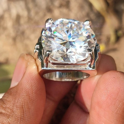 #ad HUGE 26 Ct Certified Round White Diamond Solitaire Ring 925 Silver $315.00