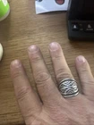 Navajo Ring Sterling Silver Hand Stamped Vintage Signed Laner Size 10.5
