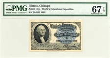 1893 CHICAGO COLUMBIAN EXPO Admission Pass-ADMIT BEARER-Washington-PMG 67 EPQ