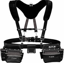 FUERI Leather Tool Belt Suspenders Set for Men Heavy Duty Construction Carpenter