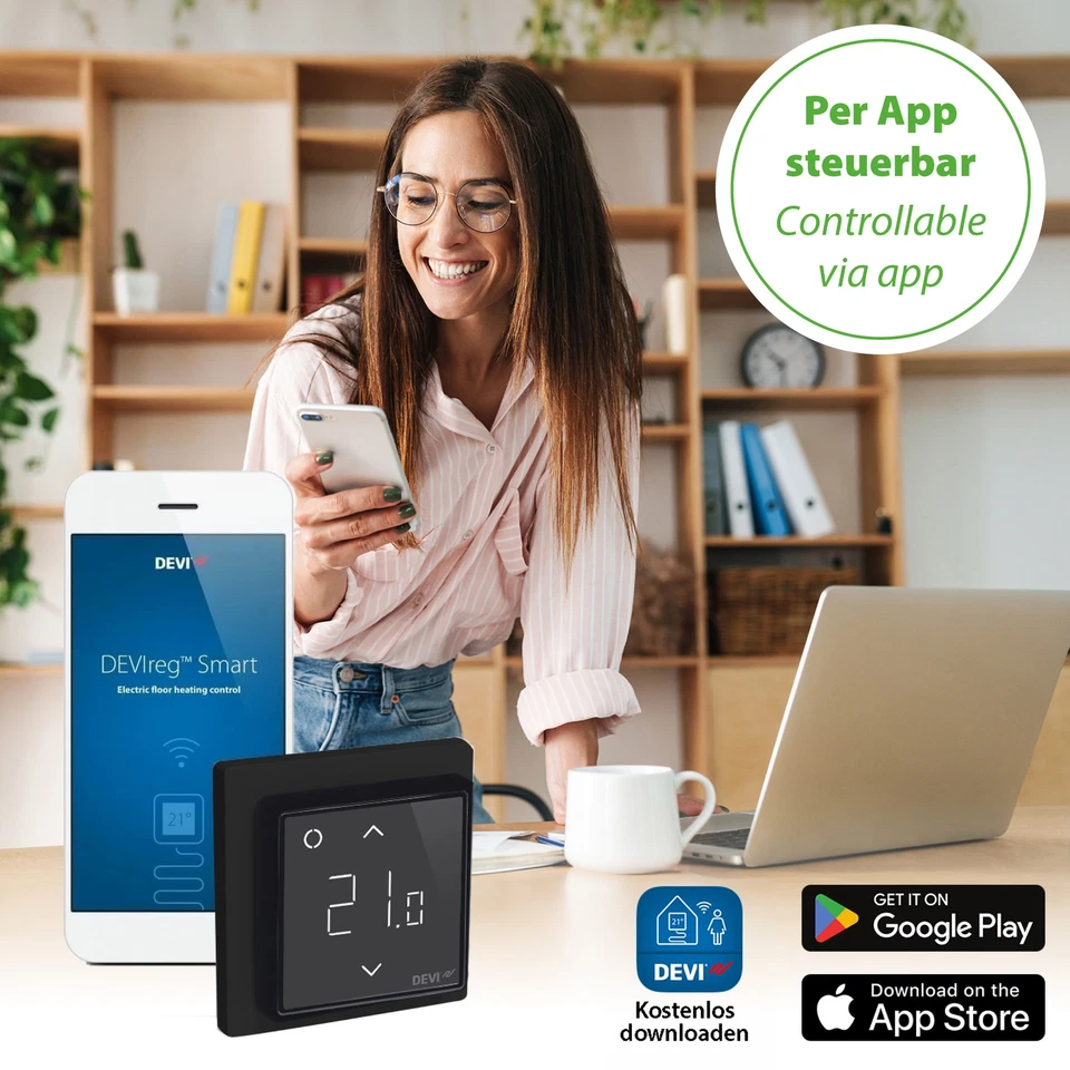 Danfoss Devireg Wlan Digital Thermostat Fußboden Wand Heizung WiFi Touch schwarz - Bild 4 von 4