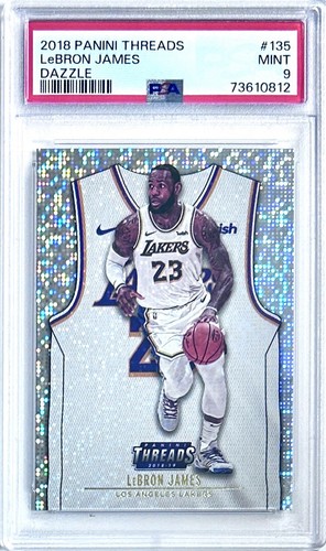 2018-19 Threads LeBron James White Jersey PSA 9 Dazzle Refractor SP #135 Rare - Afbeelding 11 van 12