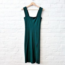 Reformation || Cassi Dress Ribbed Square Neck Midi in Emerald Green Small