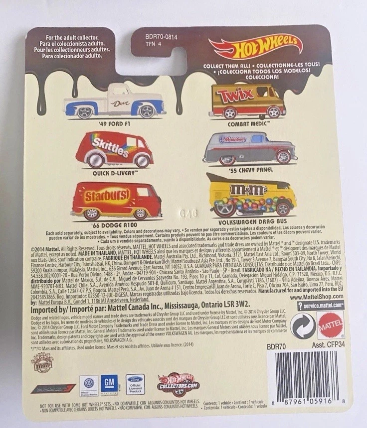 Hot Wheels 2014 M&M's Volkswagen VW Drag Bus Twix Set 2 Real Riders Pop Culture - Image 2 of 4