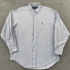 Polo Ralph Lauren Shirt Mens XL Check Button Up Yarmouth Oxford Pony Long Sleeve