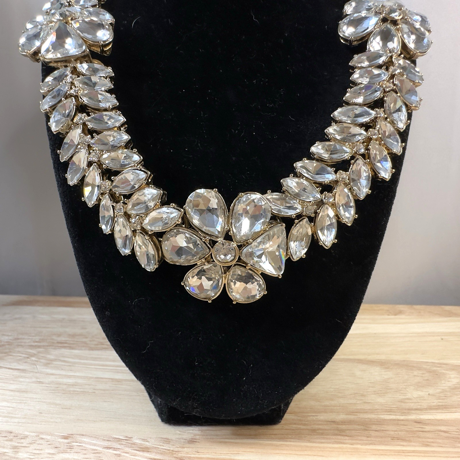 Talbots Chunky Statement Necklace Clear Rhineston… - image 1