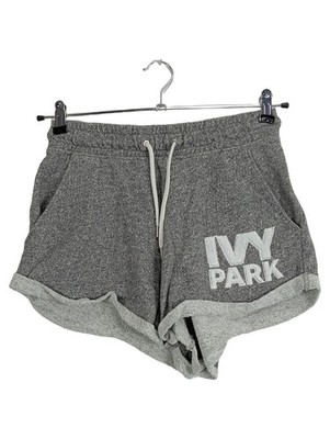 IVY PARK Sport Shorts Damen Grau Meliert Logo Print Baumwolle Gr. 36 S