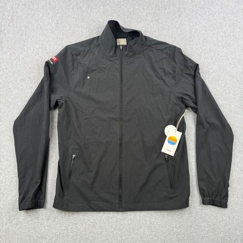 Vuori Jacket Mens Large Black Venture Track Linen Texture Lightweight Full Zip