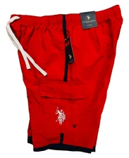 U.S. Polo Assn. Men's RED Swim Board Shorts w Pockets USPA Logo LARGE UPF 50