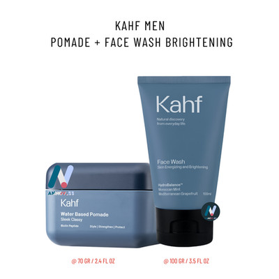 KAHF MEN Water Based Pomade Hold & Shiny Wet Look + Face Wash Brightening Skin