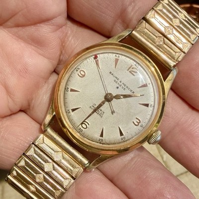 Vintage 1960 s Baume & Mercier Geneve Red Arrow Automatic 33mm Watch 20mGP 17J