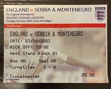 2003 John Terry England Debut Match Ticket Eng vs Serbia & Montenegro Chelsea