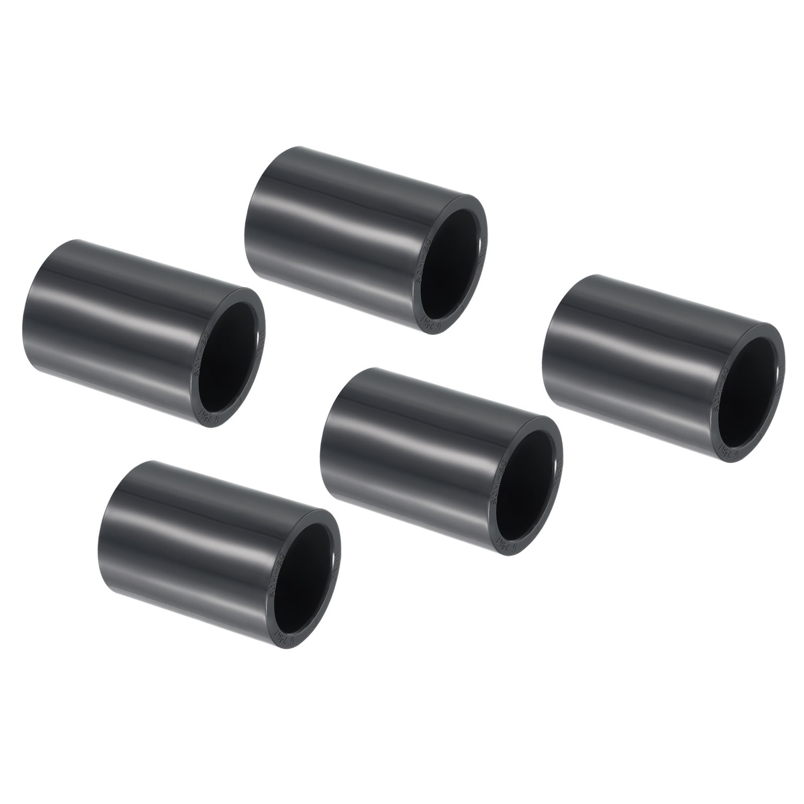5Pcs, 1" Socket SCH80 Pipe Fitting Straight Coupling Connector Grey