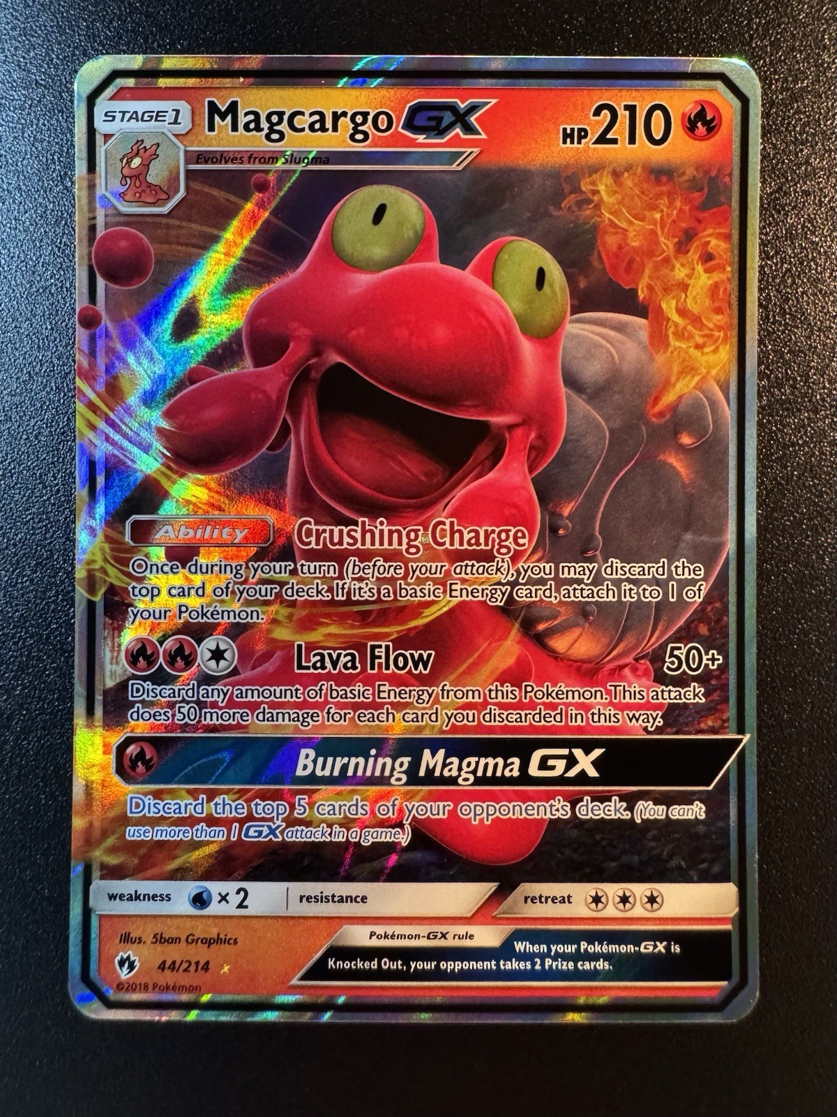 Magcargo GX - 44/214 - SM Lost Thunder Ultra Rare Holo Pokémon Card - LP