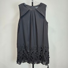 Tahari Arthur S Levine Black Floral Lace Hem Shift Dress Petite 12P Whimsygoth