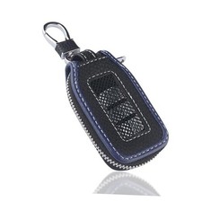 Car Key Fob Cover Case,Leather Car Key Holder with Mesh Black/Blue
