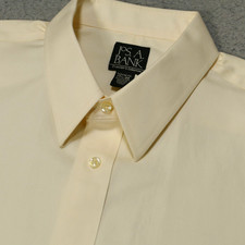 Jos A Bank Traveler Shirt Mens 17 1/2-34 Tailored Yellow Button Up Long Sleeve