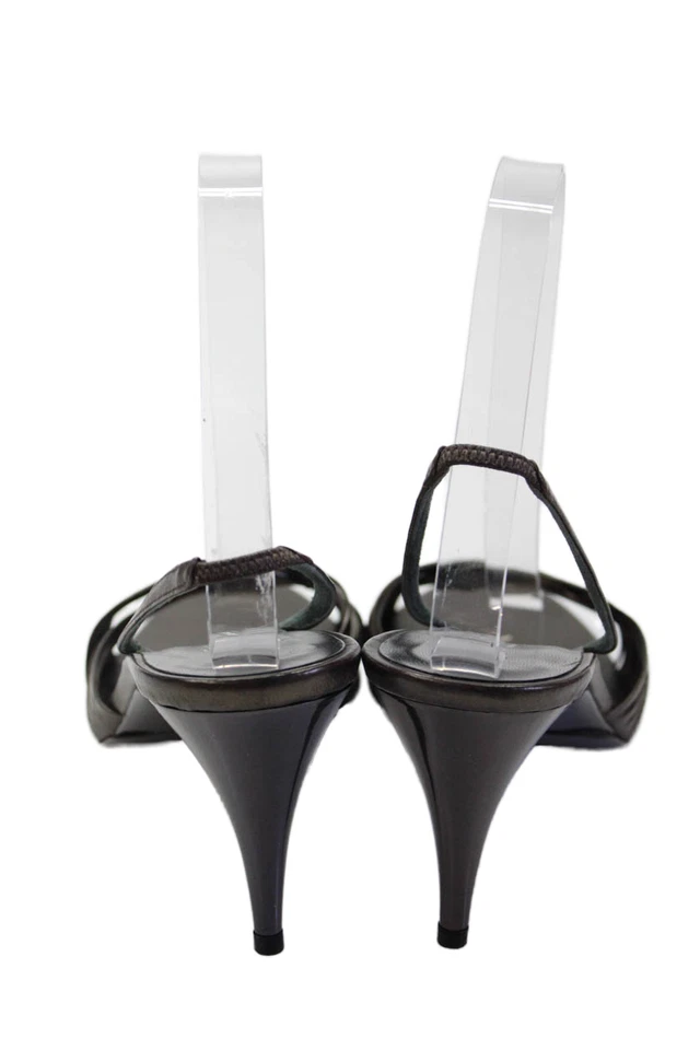 Sandalias con tiras metálicas de tacón cónico marrón talla 8 de Calvin Klein para mujer Foto 3 de 4