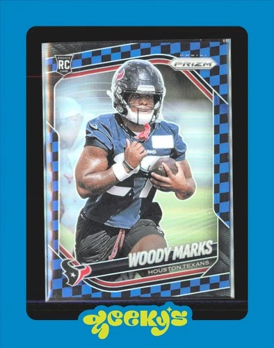 2025 Panini Prizm Blue and Black Checkerboard Woody Marks Texans #395