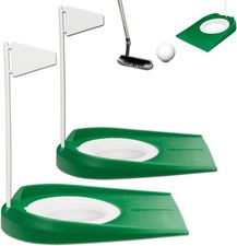 Golf Putting Cup Set 2pcs Practice Training Aid White Flag Indoor Outdoor