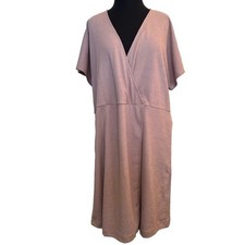 Madewell Texture Thread Wrap Dress Faded Mauve Stretch Sz 2X Casual Office M9235