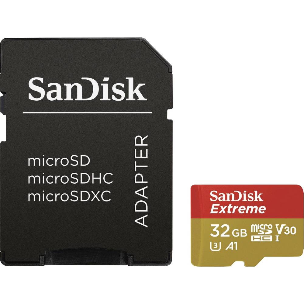Carte microSDHC 32 GB SanDisk Extreme Class 10 UHS-I U3 V30 pour smartphone