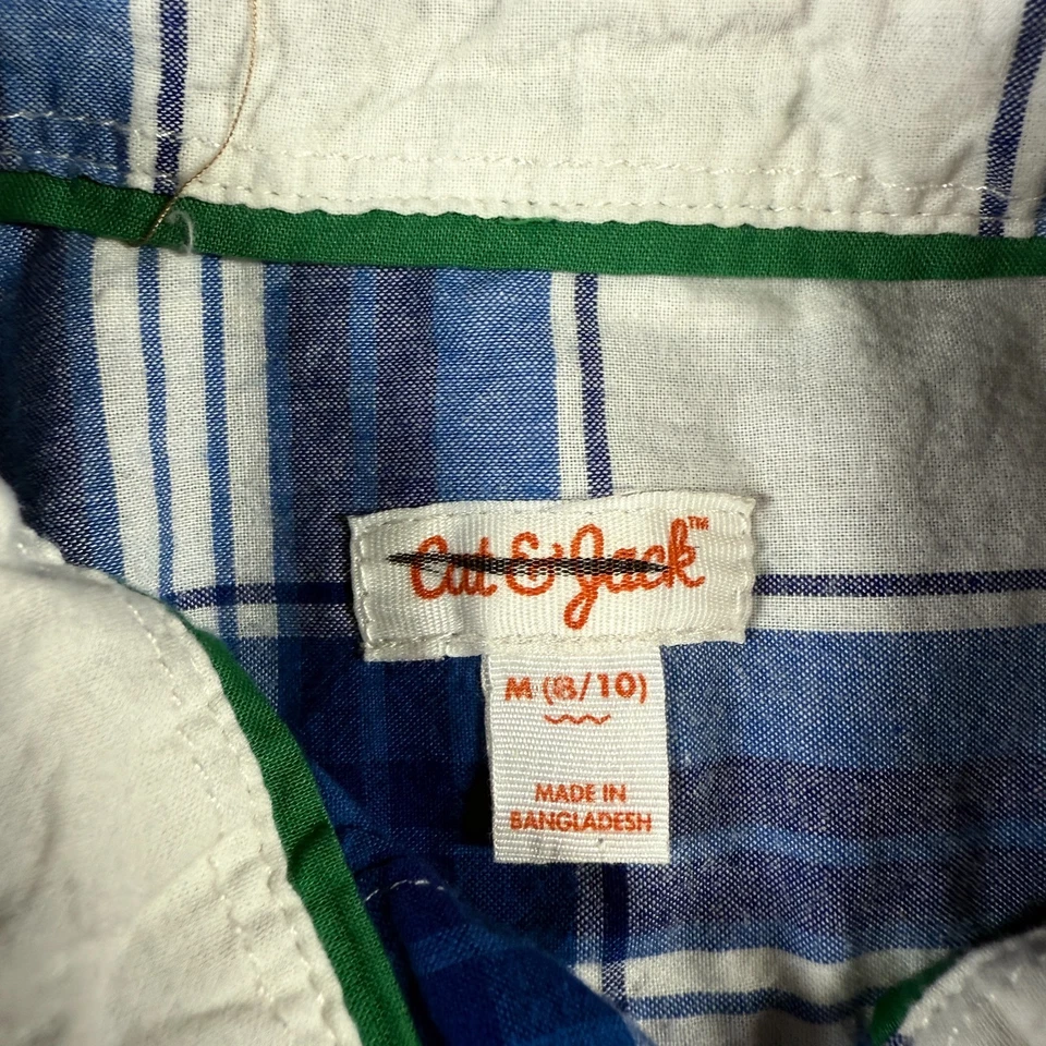 Cat & Jack Boys Long Sleeve Button Up Shirt Blue Plaid Size M 8-10 - Image 3 of 4