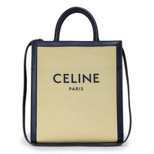 Bolso de Mano CELINE Vertical Cabas Pequeño Azul Marino 192802 DL4 01NA Piel de becerro/Lona #BCB1338