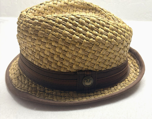 GOORIN BROS Men Eric B Trilby Paper Straw Basket Fedora Hat Brown Tan Sz S