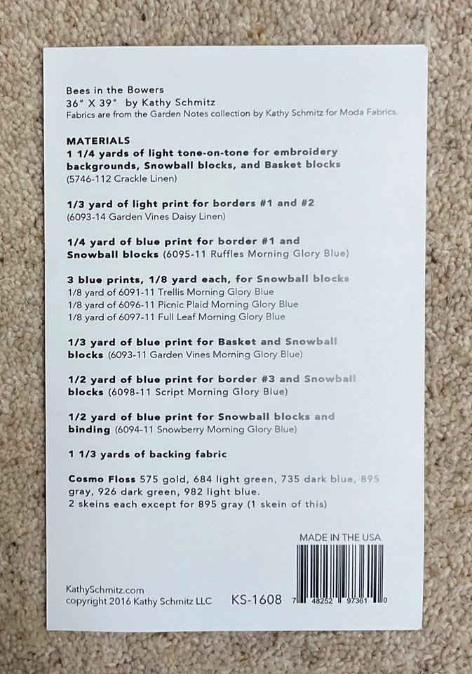 Kathy Schmitz Bees in the Bowers Quilt Kit - Image 4 of 4