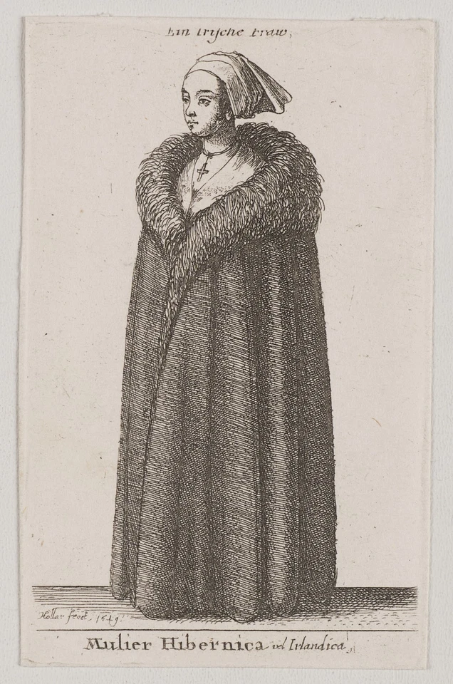 W. HOLLAR (1607-1677), Irische Frau im Pelzmantel,  1649, Radierung Barock - Bild 2 von 4