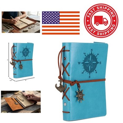 7 Inch Refillable A6 Binder Notebook Sky Blue  Leather Eco Friendly Journal