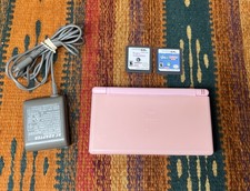 Nintendo DS Lite Console - Coral Pink With 2 Games And Charger TESTED