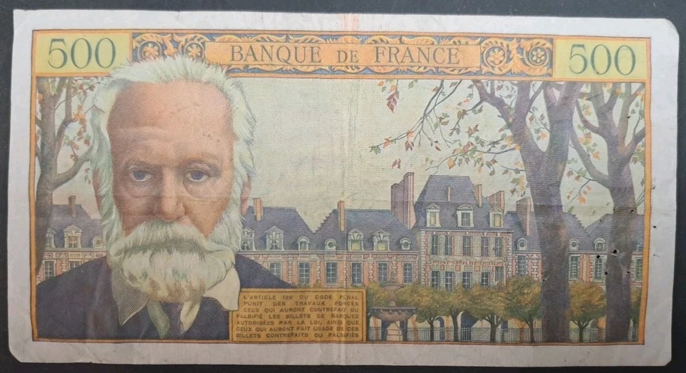 1959 France 5 Nouveaux Francs Overprinted On 500 Francs P137b V118-29518. - Image 2 of 2