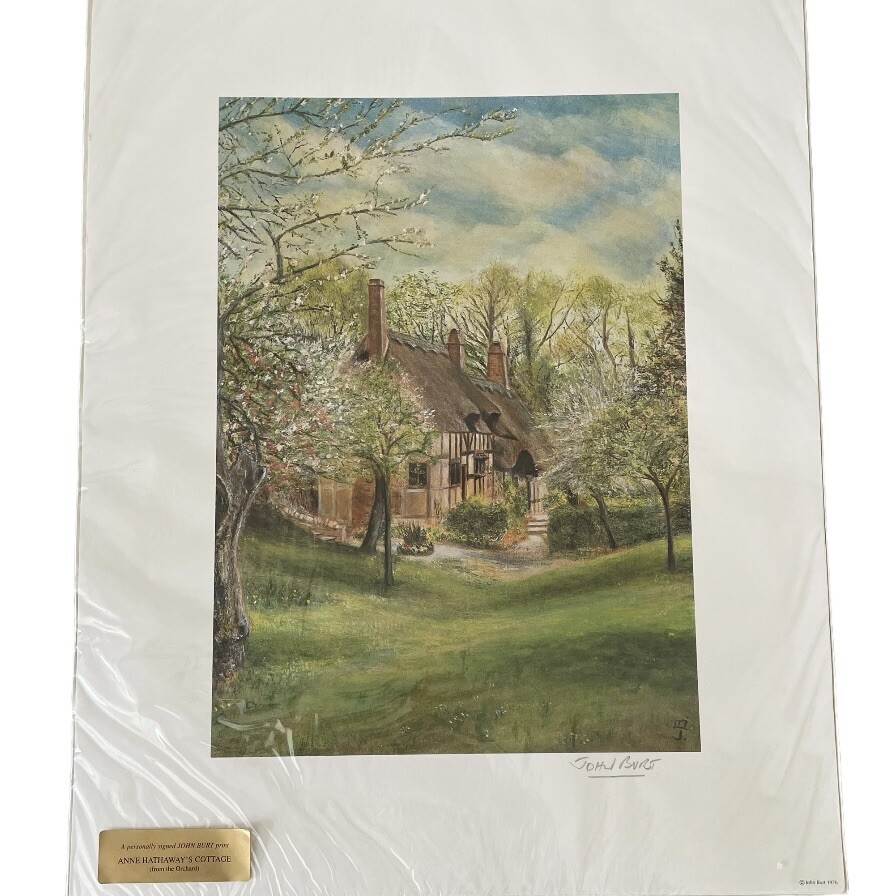 版画 John Burt Anne Hathaway's Cottage Anne Hathaways Cottage Print by John Burt 1976 HAND Signed