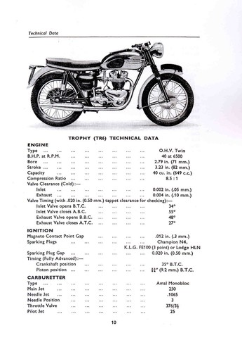 TRIUMPH Workshop Manual 6T T100 T120 5T TR5 T110 TR6 1956 1957 1958 1959 to 1962 - Picture 2 of 3