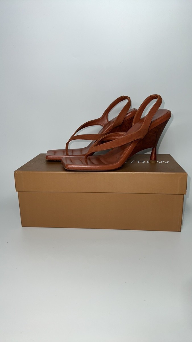 新品　GIA/RHW　Gloss leather wedge sandal　38 GIA BORGHINI x RHW Thong Wedge Sandal in Caramel 38 | eBay