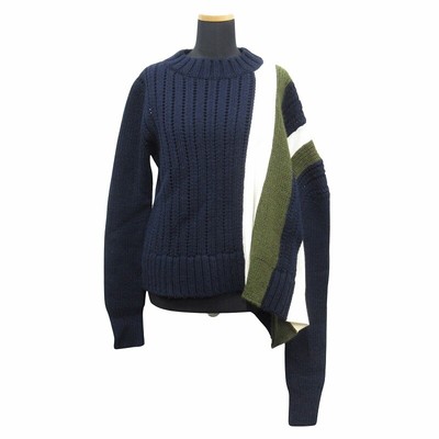 Tops】sacai asymmetric knit sweater docking wool 20-05237 size 1 