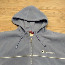 Champion Full Zip Blue Hooded Fleece Women s Large Hoodie Jacket