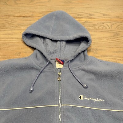 Champion Full Zip Blue Hooded Fleece Women s Large Hoodie Jacket