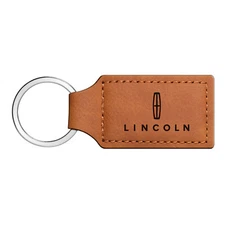 Lincoln Rectangular Brown Leather Key Chain