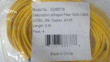 Pack of 4 - 5M LC / SC Singlemode Duplex 9/125 - Yellow Fiber Cables